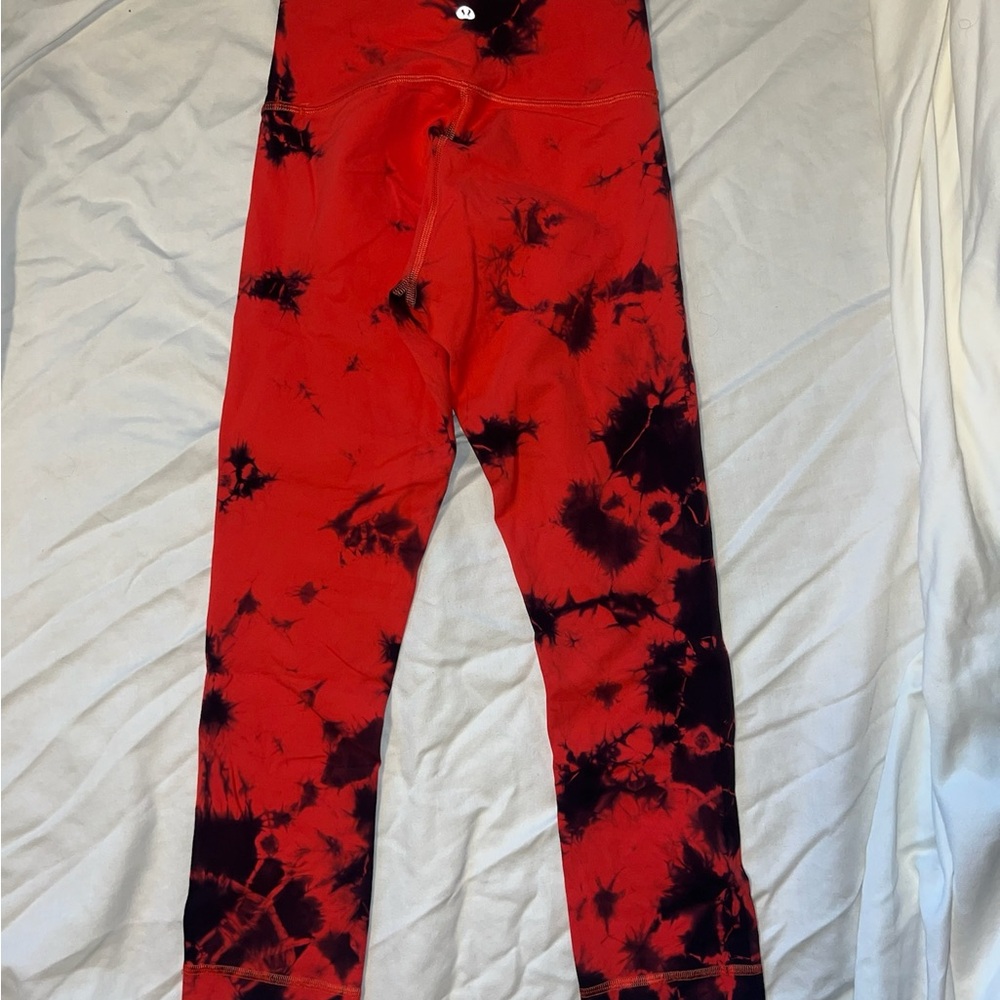 lululemon athletica Kids Red and Black Tie-Dye Leggings